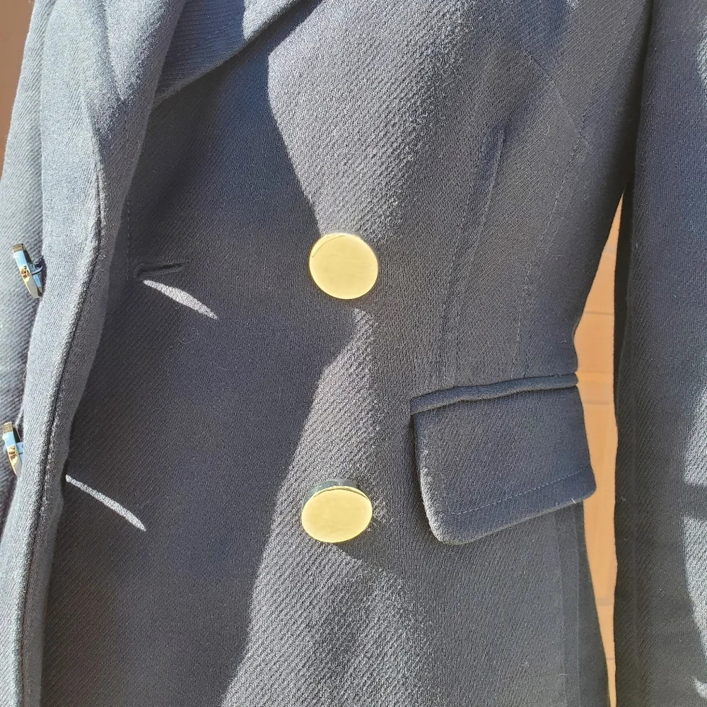 Banana Republic Navy Blue Women's Pea Coat Size XS Double Breasted Cropped - Picture 4 of 16
